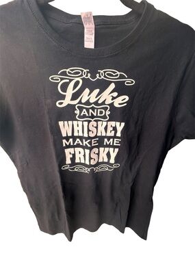 Gildan Black Graphic 'Luke and Whiskey' Ladies T-Shirt new - XL